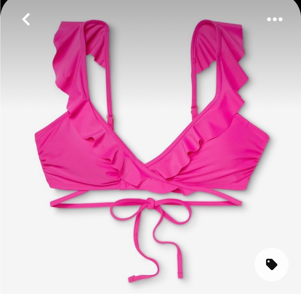 Pink Ruffle Bikini Top